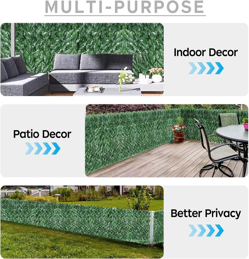 Skloopearg Artificial Ivy Privacy Fence Screen,59"x118" UV-Anti Fake Leaves Plant Vine,Privacy Hedges Wall for Indoor Outdoor Garden Backyard Decor,Color Green Pineapple Leaves - Image 4